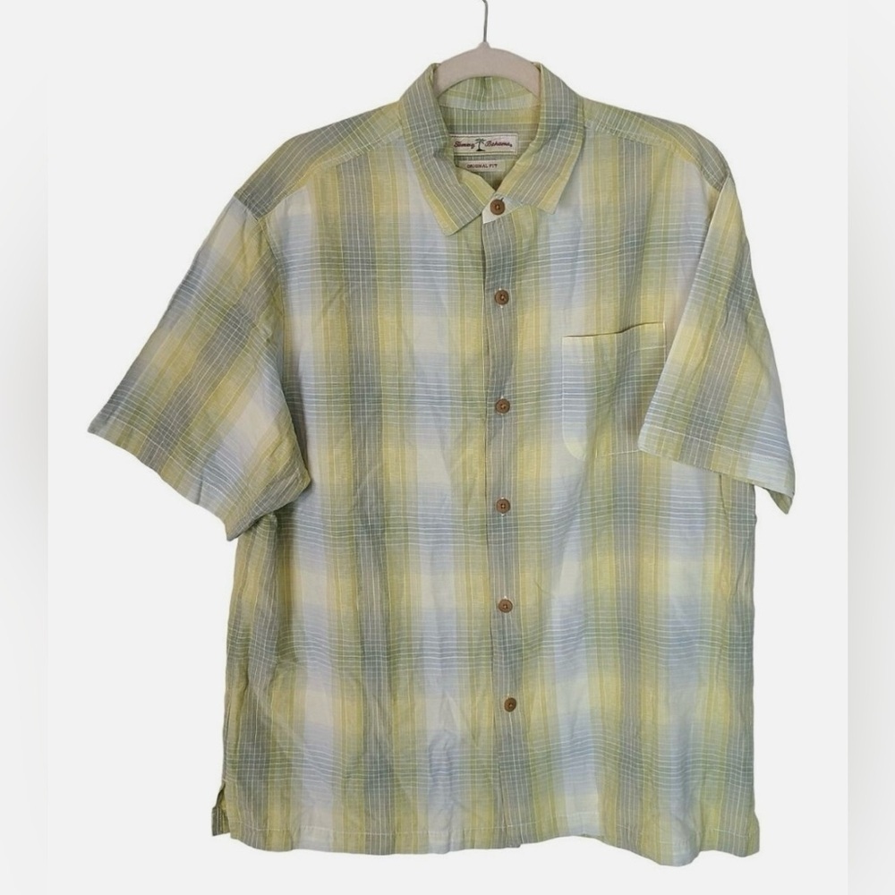 TOMMY BAHAMA -Men's Yellow and Gray  Plaid Shirt